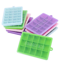 Wholesale Creative Baby Food Supplement Grid 15/24-Cavity Silicone Ice Cube Tray with Lid Square DIY Ice Block Mold