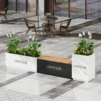 Stainless Steel Planter Box Bench Galvanized Iron Commercial Street Plaza Courtyard Balcony Planting Trough Garden Decoration