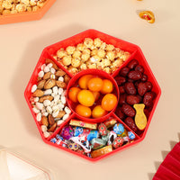 Petal-Shaped Divided Snack Serving Platter with Lid for Home Living Room
