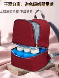 Portable Double Shoulder Breast Milk Cooler Bag with Ice Pack for Working Moms