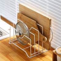 Creative Metal Iron Art Multi-purpose Pot Lid Holder Chopping Board Rack Kitchen Organizer