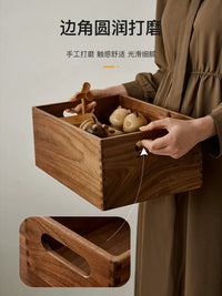Wooden Desktop Storage Basket for Snacks, Cosmetics, and Keys