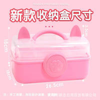 Cartoon 3-Layer Storage Box Art Supply Organizer for Students