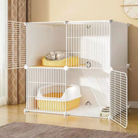Large Indoor Cat Cage with Litter Box Enclosure, Multi-Level Cat Condo for Small Spaces