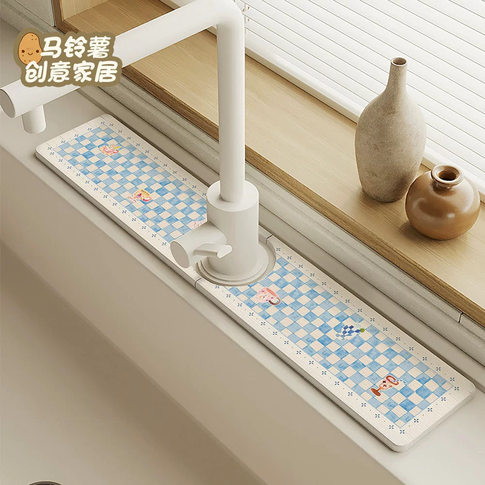Diatomaceous Earth Faucet Absorbent Mat for Kitchen and Bathroom Sinks