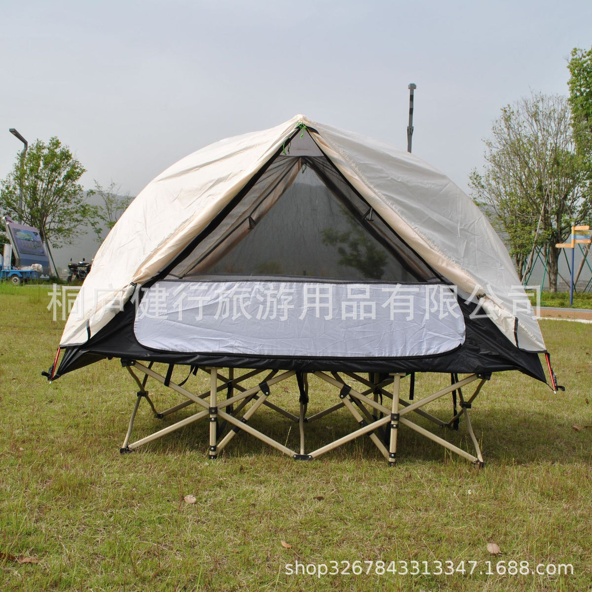 Lightweight 2-in-1 Double-Layer Rainproof Off-Ground Tent for Single Person, Office Tent (Bed Not Included)