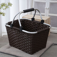 Woven Picnic Basket with Handles - Portable Storage for Camping, Shopping, and Groceries