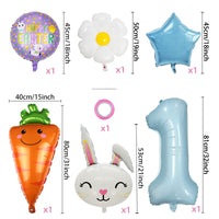 Easter Bunny Carrot Aluminum Film Balloon Set for Holiday Decoration and Photo Props