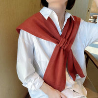 Korean Style Solid Color Knitted Shawl for Women, Autumn/Winter Fashion Scarf