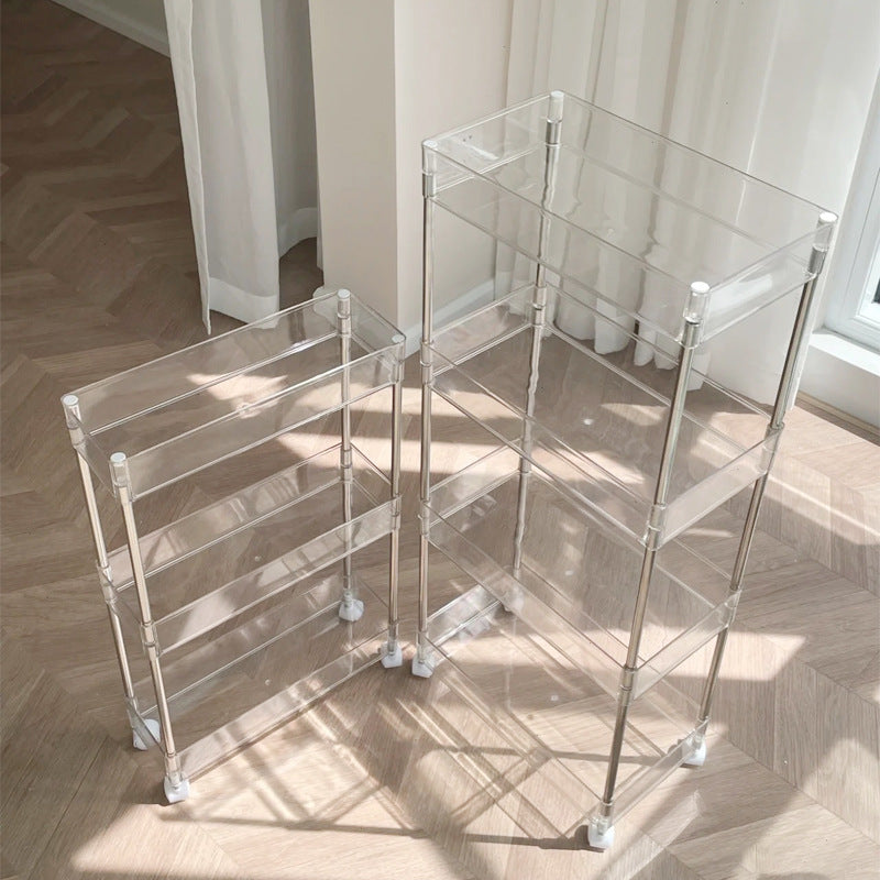 INS Style Clear Rolling Storage Cart with Multi-layer Shelves for Narrow Spaces