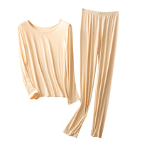 Women's Modal Thermal Underwear Set Thin Long Sleeve Top & Bottoms Plus Size