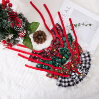 Christmas Pet Bandana Collar with Bow Tie and Bell for Cats and Dogs, Plaid Lace Design