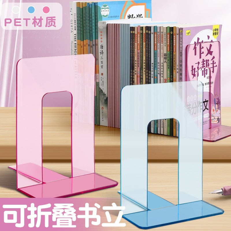 Clear Acrylic Bookends for Desk Organization, Heavy Duty Book Holder for Students and Office