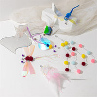 Cat Teaser Wand with Feather Refills and Extendable Rods