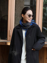 Zhouzhou Wool Blend Tassel Triangle Scarf Shawl for Women - Vintage Style Knitted Winter Fashion