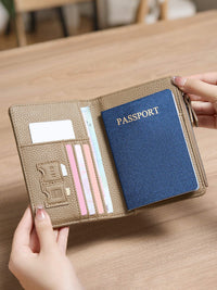 Multi-functional RFID Passport Holder with Lychee Pattern, Travel Document Organizer