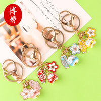 Sakura Lucky Cat Ceramic Charm for DIY Crafts and Keychains