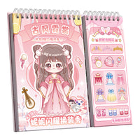 Kids' Educational Dress-Up Sticker Book with Scene and Makeup Stickers, Cute Cartoon Patterns, Coloring and Painting Book