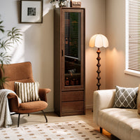 Solid Wood Wine Cabinet Display Shelf with Glass Door, Modern Luxury Home Bar Storage Organizer