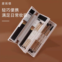 Luvia Magic Box 3-Fold Portable Mini Travel Makeup Brush Set with Eyeshadow Brush