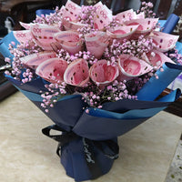 DIY Floral Bouquet Wrapping Paper Kit with Gift Cards for Snacks and Flowers