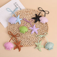 Starfish and Shell Embroidered Leather Keychain Bag Charm