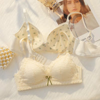 French Style Wireless Bra and Panty Set for Women, Thin, Minimizing, Push-Up, Sexy Lingerie