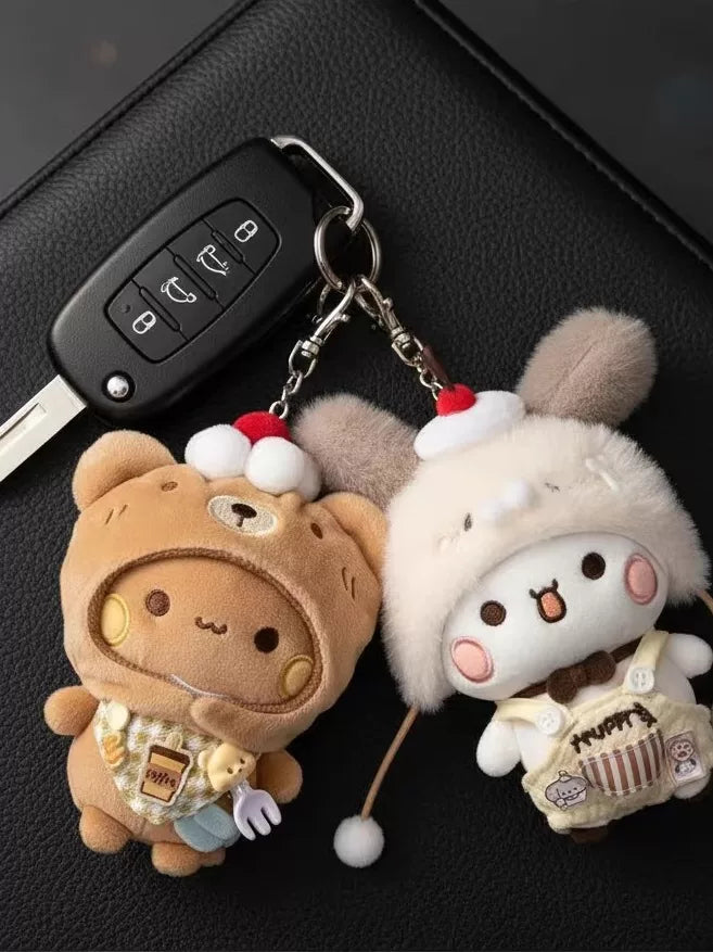 Cute Cartoon Plush Doll Keychain Pendant for Couples, Backpack Charm Gift
