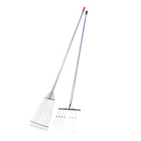 Garden Leaf Rake with Wooden Handle, Steel Wire Rake for Leaves, Grass, and Debris