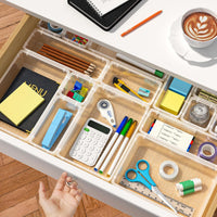 25-Piece Clear Plastic Drawer Organizer Set - Desktop Storage Bins and Dividers