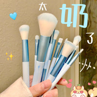 12-Piece Sky Blue/Pink Makeup Brush Set with Soft Eyeshadow and Powder Brushes for Beginners