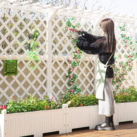 Outdoor Patio Wood Planter Box with Trellis for Climbing Plants, Decorative Garden Divider