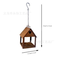 Rustic Metal Bird Feeder House Outdoor Garden Decor Hollow Candle Holder Hanging Ornament