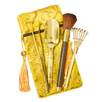 Brass Incense Burner Cleaning Tool Set with Ash Press, Shovel, Spoon, and Brush for Buddhist Altar