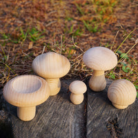 Beechwood Mushroom Stacking Toy Set for Toddlers, Unpainted Educational Building Blocks