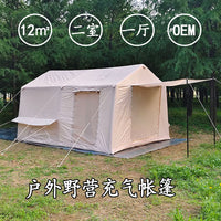 Inflatable Oxford Cloth Camping Tent for 2-8 People, 12sqm, 420D, Waterproof, Moisture-proof, Portable, Easy Setup