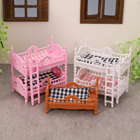 Dollhouse Bunk Bed Furniture Set for Girls, Pretend Play Bedroom Scene Toy