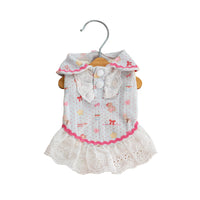 Pet Polo Dress for Small Dogs, Cotton Breathable Puppy Clothes with Doll Collar