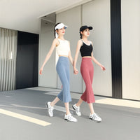 Women's Summer Thin High Waist Cropped Flared Yoga Pants, Slim Fit Petite Versatile Sports Leggings