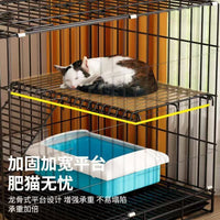 Large Foldable Indoor Cat Cage with Double-Layer Cat Bed and Hammock