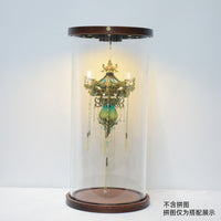 Puzzlesome DIY Model Display Case with Rotating LED Base and Dustproof Glass Cover