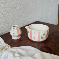Hand-Painted Ceramic Matcha Bowl Set with Spout and Whisk Stand, 550ml