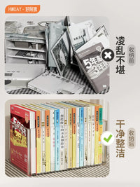 Stackable Clear Book Storage Boxes for Desk Organization, Large Capacity, Thickened Plastic, 3-4 Pack