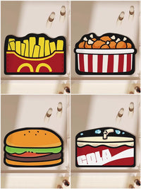 Cartoon Hamburger Diatomaceous Earth Bath Mat Non-Slip Absorbent Quick Dry for Bathroom Shower Room