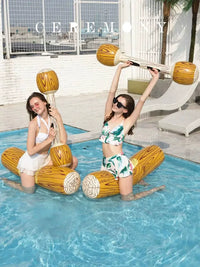 Inflatable Water Battle Game Set with Floats and Bumper Sticks for Pool and Lake