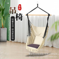 Indoor Outdoor Hanging Rope Hammock Chair with Wooden Bar for Adults and Children