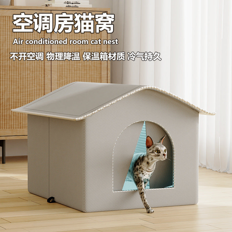 Portable Cat Cooling House for Summer, Pet Ice Nest Bed