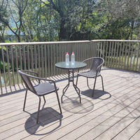 Outdoor Patio Woven Rattan Style Plastic Dining Chair for Garden Balcony Cafe