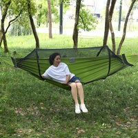 Portable Outdoor Double Hammock with Sunshade, Anti-Roll, Quick Setup for Camping and Relaxation