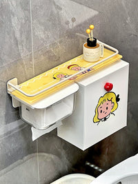 Toilet Side Storage Cabinet with Tissue Holder and Sanitary Pad Organizer